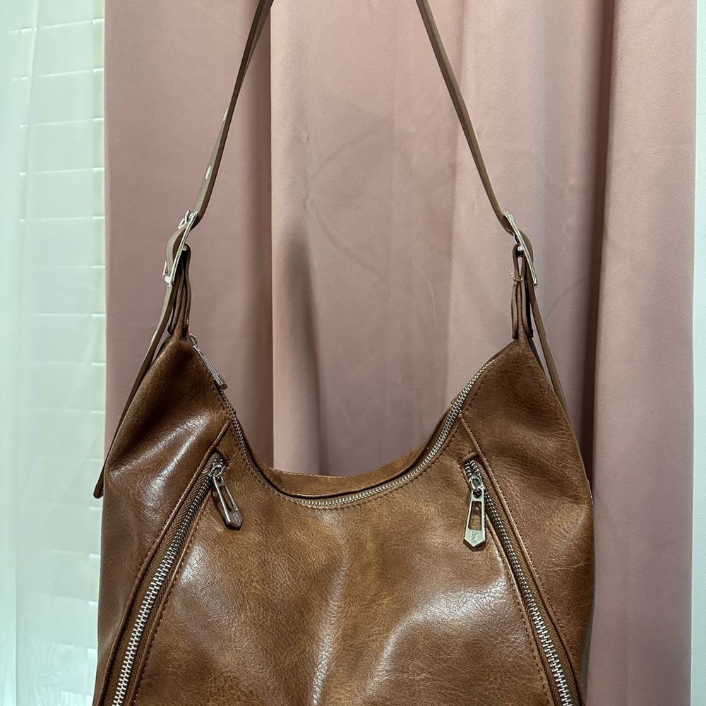 Brown Leather Shoulder Bag - Classic Women's Hobo